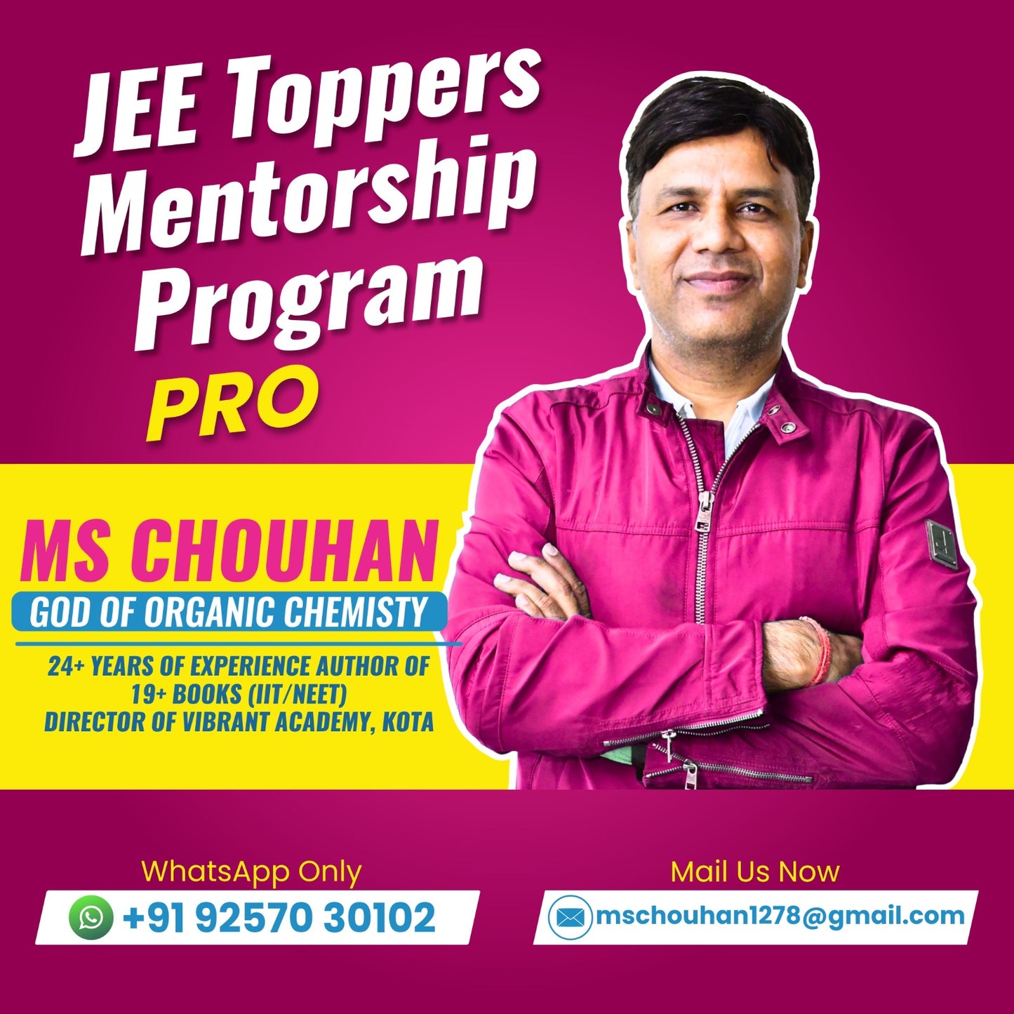 JEE Toppers Mentorship Program (Platinum Pro) – For JEE 2026 Aspirants By M.S. Chauhan (Author | Mentor | HOD, Kota)